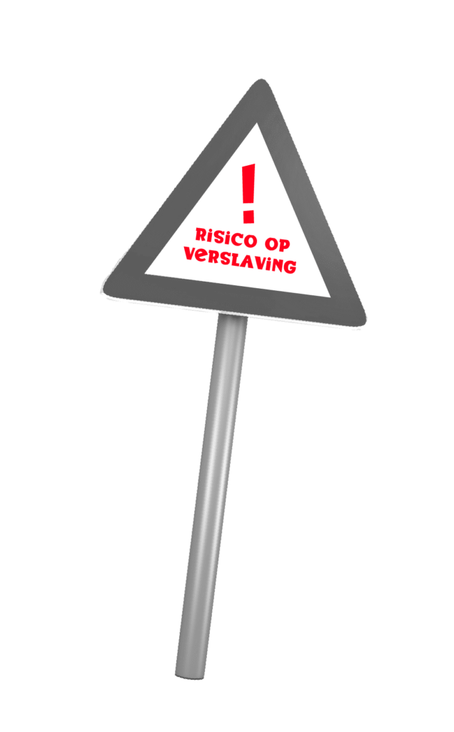 waarschuwingsbord met uitroepteken en 'risico op verslaving'