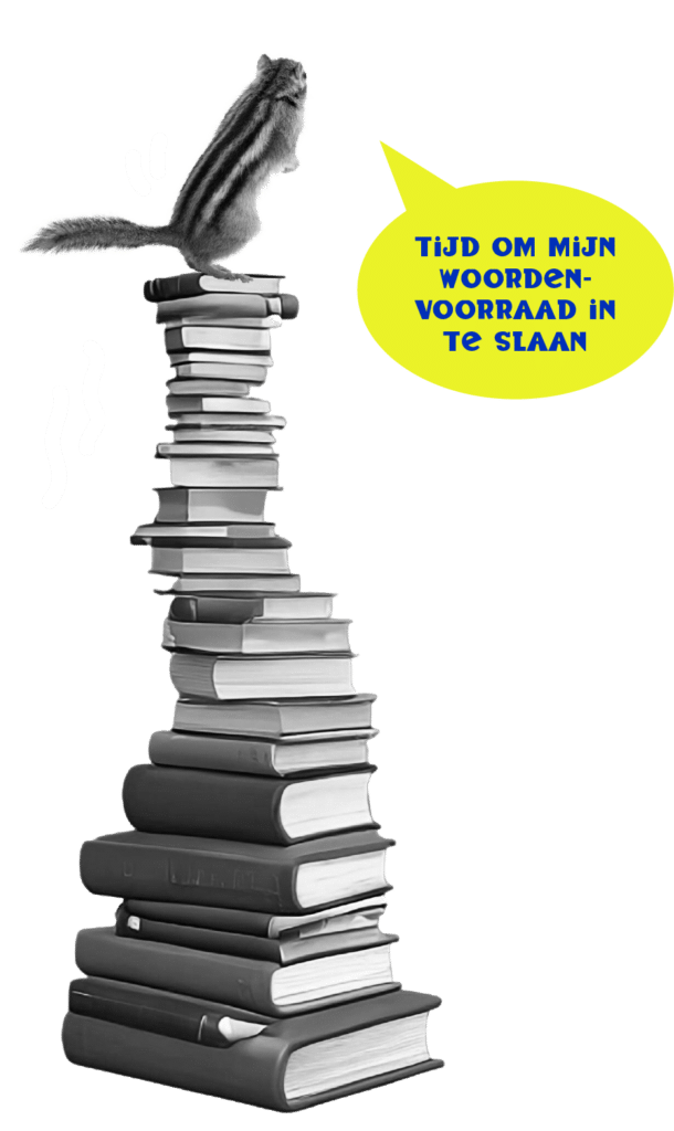 boekenstapel met grondeekhoorn op